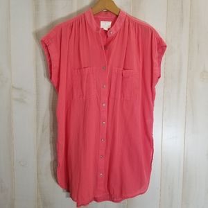 Caslon Peach Coral Tunic Top Petite XS Cotton